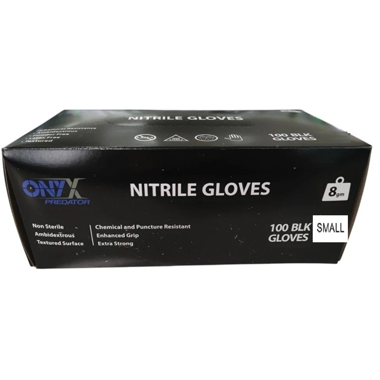 Rapid Nitrile Black Textured Gloves - 8 Mil Heavy Duty (Onyx Predator) - Size Small