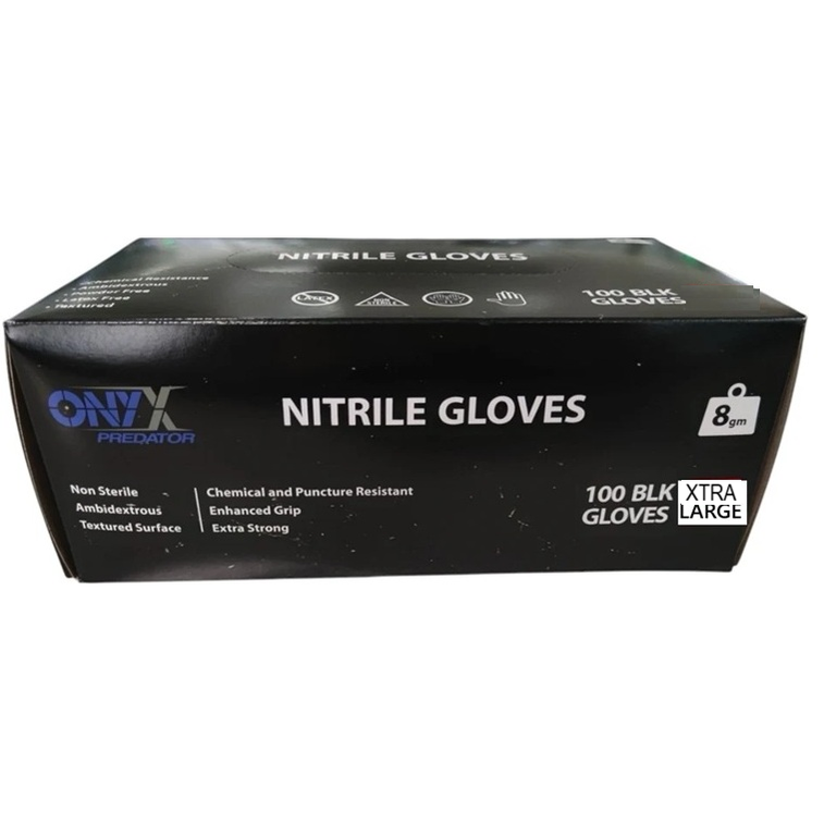 Rapid Nitrile Black Textured Gloves - 8 Mil Heavy Duty (Onyx Predator) - Size Extra Large