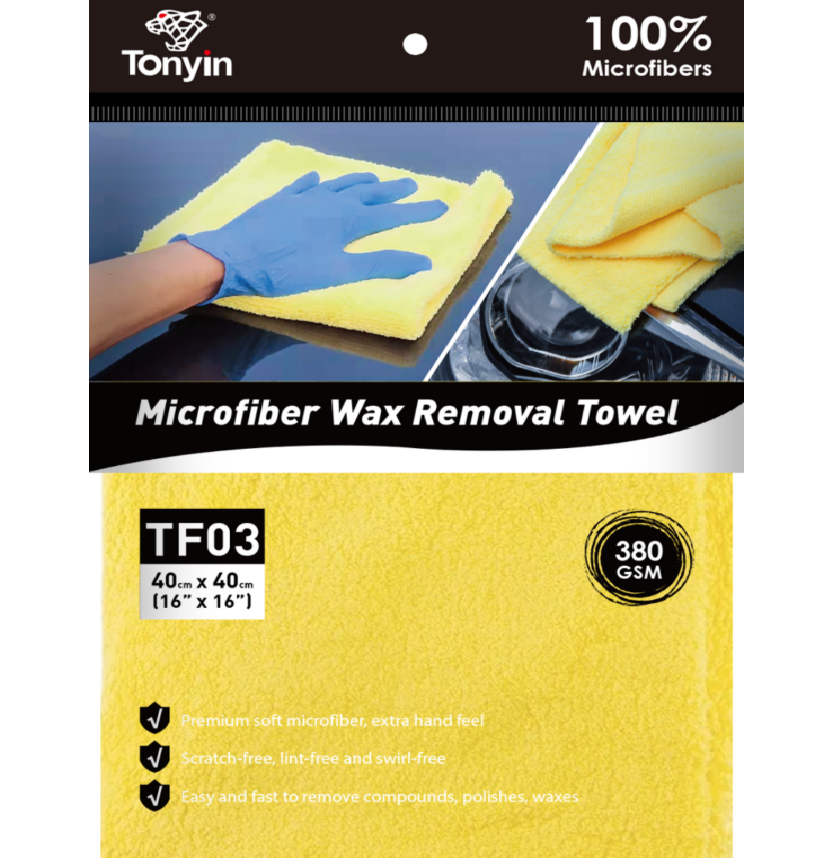 Tonyin Microfiber Wax Removal Towel - 380GSM Seamless Edge