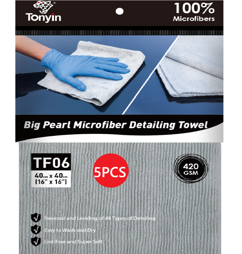 Tonyin Microfiber Polish & Compound Removal Towel (5-Pack) - 420GSM Seamless Laser Cut